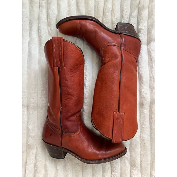 Frye Shoes - Frye 3811 Campus Boots Womens 9 B Cognac Ginger Leather Made in USA Western Tall